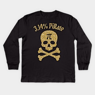 Pi Day, Pi Number, Cute Golden Jolly Roger, Pi Day Gift Kids Long Sleeve T-Shirt